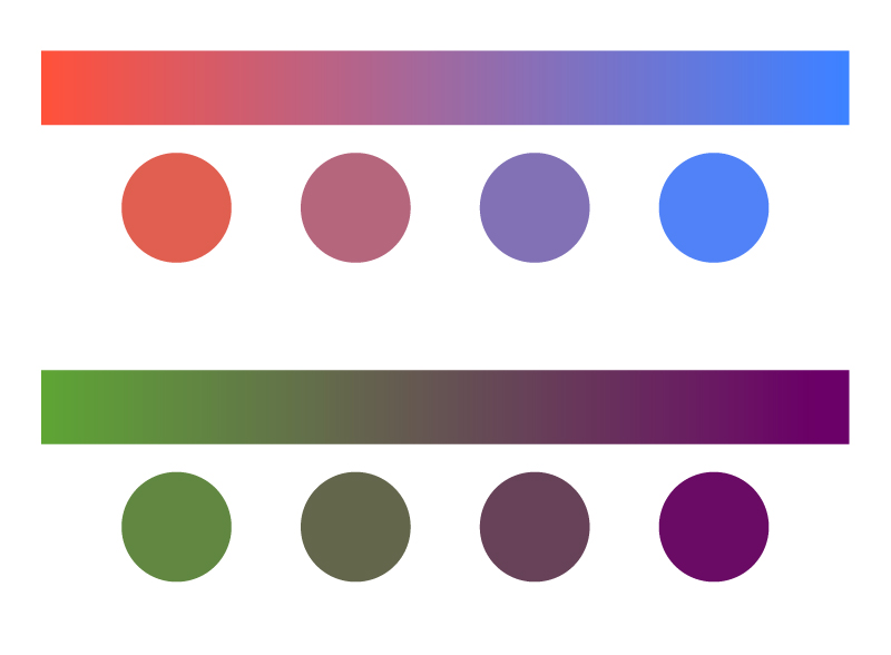 グラデーションから作る配色の例